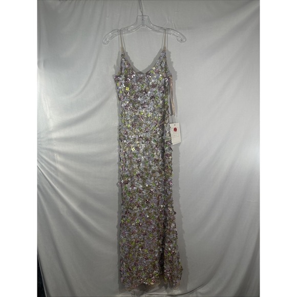 NWT MAC DUGGAL [ 10 ] 6153 Sleeveless Floral Paillette Embellish Mesh Gown S1941 - Picture 10 of 15